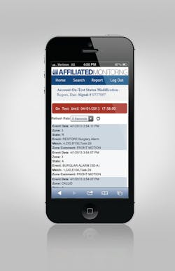 Affiliated Monitoring, Union, N.J., is also going mobile at ISC West with a new mobile Web app program launched called Affiliated RealStream. Affiliated Monitoring, Union, N.J., is also going mobile at ISC West with a new mobile Web app program launched called Affiliated RealStream.