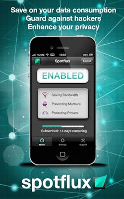 Spotflux, a leader in security and privacy solutions for the Internet, today announced the completion of the worldwide roll out of its proprietary cloud-based advanced security and privacy solution for Apple iOS mobile devices now available in the United States, Canada and Western Europe. Spotflux, a leader in security and privacy solutions for the Internet, today announced the completion of the worldwide roll out of its proprietary cloud-based advanced security and privacy solution for Apple iOS mobile devices now available in the United States, Canada and Western Europe.