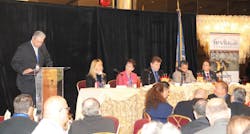 Pictured at the recent School Safety Forum held in Woodbury are (left to right): panel moderator Michel Richez, former Director of Technology and Information Services for the Long Beach School District and panelists Jeanne K. Weber, Director RIC, Eastern Suffolk BOCES; Susan A. Schnebel, Superintendent Islip Schools; Mike Anderson, Director of Technology, Rockville Centre Schools; Donald Flynn, NYPD Retired and of President Covert Investigations, Inc.; and David Antar, President of A+ Technology and Solutions, a school technology and security integrator who works with over 200 schools and school districts.