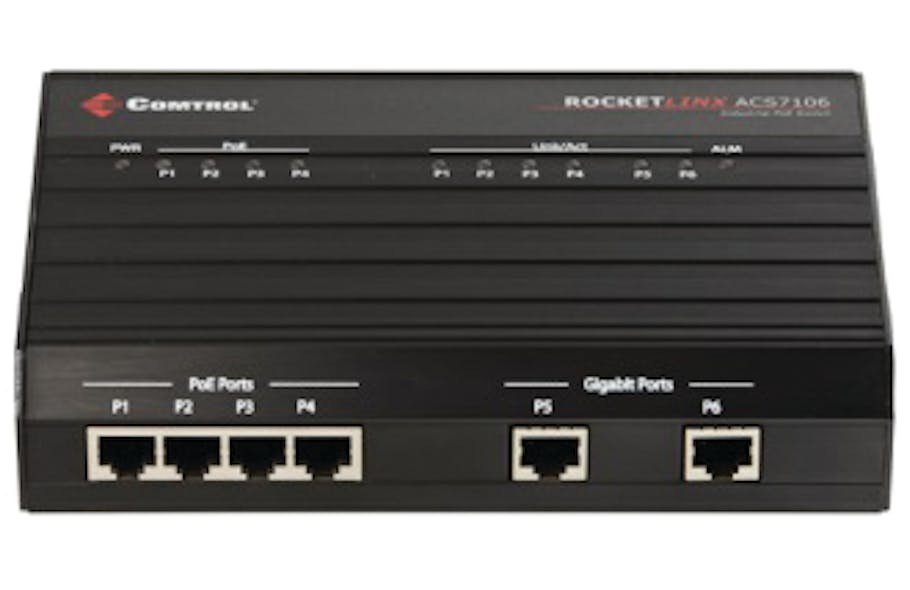Comtrol&apos;s RocketLinx ACS7106 PoE switch for access control.