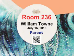 Because there is no adhesive, these Visitor badges can be preprinted with information and emergency information on the back to insure that visitors know what to do in case of an emergency. The new clip-on Visitor badges are inexpensive like adhesive stickers. Because there is no adhesive, these Visitor badges can be preprinted with information and emergency information on the back to insure that visitors know what to do in case of an emergency. The new clip-on Visitor badges are inexpensive like adhesive stickers.