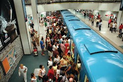 The Place-des-Arts Metro station in Montreal on a busy day The Place-des-Arts Metro station in Montreal on a busy day