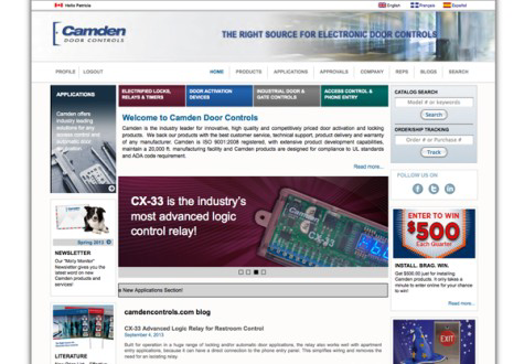 A screenshot of Camden Door Controls revamped website.