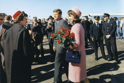 This photo shows President John F. Kennedy arriving at Dallas' Love Field airport with former First Lady Jacqueline Kennedy on Nov. 22, 1963. Executive protection has come a long way in the 50 years since the president's assassination on that day.
