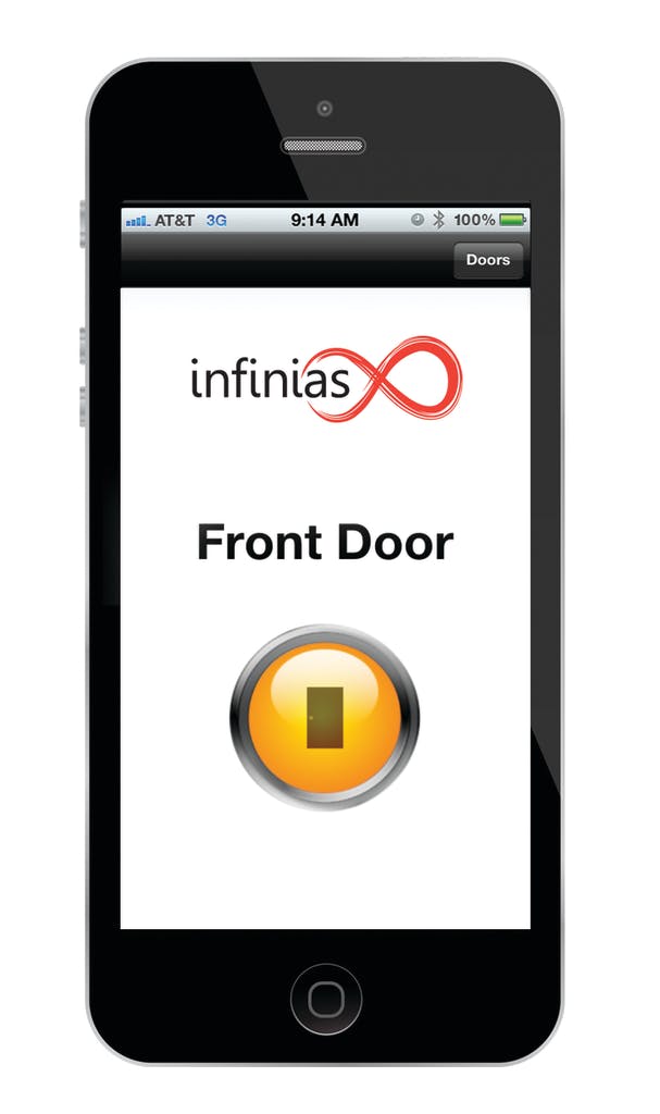 nfinias Mobile Credential provides complete access control functionality, allowing a user to present their credential via the network. Users are provided with, and can request access to just the doors for which they have authorized access. The credential is authenticated and the event documented by the infinias Intelli-M Access management software each time it is presented for use. If a mobile phone is lost, or an employee terminated, no access to the phone is required to immediately disable the credential.