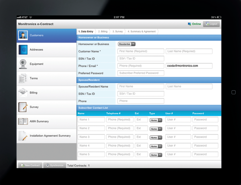 Monitronics eContract app Security Info Watch