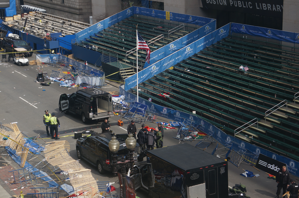 Lessons learned from last year's bombing at the Boston Marathon created a new security paradigm for today's event that included tighter scrutiny on both runners and spectators.