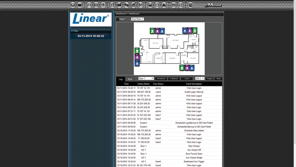 Linear, LLC a leader in access control, health and wellness and security solutions, introduces Linear Enterprise, a browser-based, embedded network appliance and access control system available through select Linear dealers and equipped for large-scale installations. Enterprise offers remote management, low total cost of ownership (TCO), an easy path to VMS integration, and a unique license key system that makes integration and expansion easier than ever.