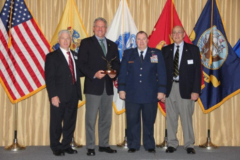 From l-r: USMC Colonel (Ret) Alan Smith, State Chairman, NJESGR, (Ret) Sheriff Leo McGuire, NJ Adjutant BRIGADIER GENERAL Michael L. Cunniff, and USAR Colonel (Ret.) Carmen Venticinque, President of NJ Friends of Guard and Reserve and past Chairman NJESGR.