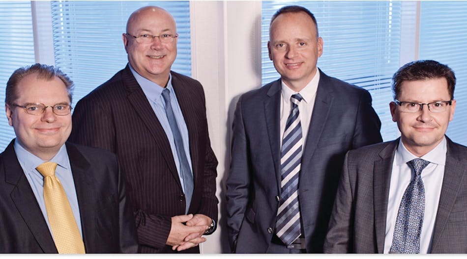 The Milestone executive team (L-R): Lars Larsen, Chief Financial Officer; Eric Fullerton, Chief Sales and Marketing Officer; Lars Thinggaard, President and CEO; John Blem, Chief Product Officer