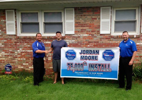 For becoming Power Home Technologies&apos; 75,000th customer, Jordan Moore received free monitoring for one year and a system upgrade to Alarm.com&rsquo;s advanced interactive and home automation services at no charge.