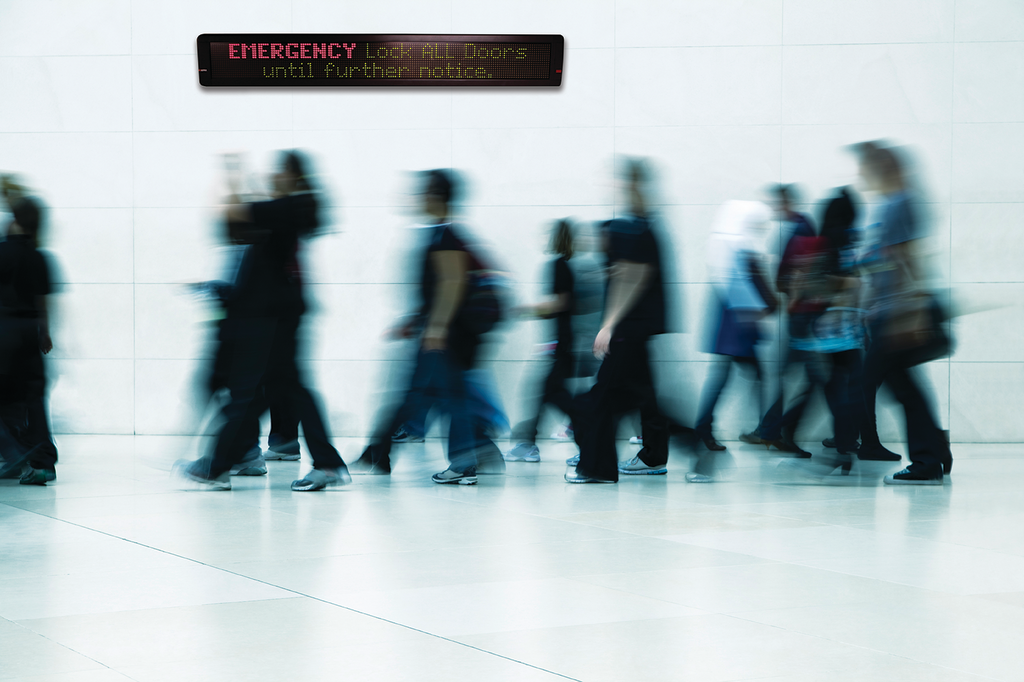 Schoolcorridoremergencysignb 11590905