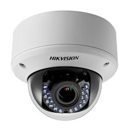 Hikvision&rsquo;s 1080P TurboHD varifocal dome camera (DS-2CE56D5T-AVPIR3) uses HDTVI technology to send a high definition signal over coaxial cable at distances of over 1500 feet.