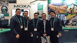 Moxa personnel are showing a new 360-degree dome, PTZ IP-based camera at ISC West in Las Vegas.