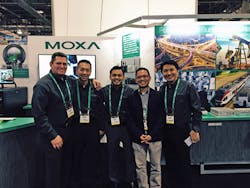 Moxa personnel are showing a new 360-degree dome, PTZ IP-based camera at ISC West in Las Vegas.