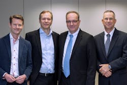 From l-r: Kaj Svenningson (chief business development officer, SeeTec), Stephan Rasp (CEO, SeeTec), Gadi Piran (president &amp; CTO OnSSI), and Yoav Millet (COO OnSSI).