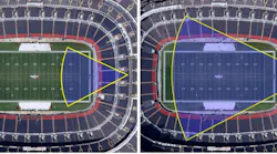 This side-by-side comparison shows the distance that can be adequately covered by a traditional thermal camera on the left and what can now be achieved using the SightLogix XA Smart Thermal Camera on the right.