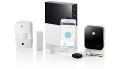 The Abode starter kit comes with a gateway, two door/window contacts and a PIR motion camera. The system is completely controlled through the Abode app, which is available on both iOS and Android devices.