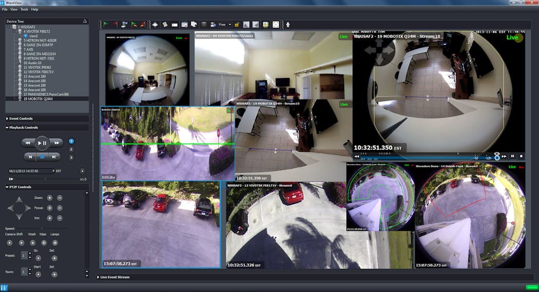 A screenshot of WavestoreUSA&apos;s V5.50 Video Management Software.