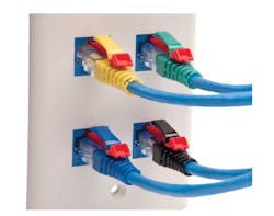 The EZ-DataLock Locking Strain Reliefs, pictured above, are now part of the Platinum Tools&apos; line of EZ-RJ45 network solutions.