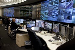 Transit Authority employee monitors video from PTA&rsquo;s integrated surveillance system. The integrated video surveillance system has contributed to a significant decrease in complaints against transit officers as well as a 97 percent rate of successful prosecution of offenders