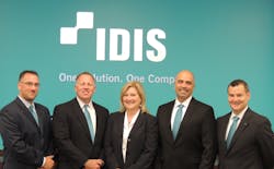 The IDIS America sales team (from l-r), Matt Bischoff, Cliff Golden, Lisa Polk, Jason Burrows, and Keith Drummond. The IDIS America sales team (from l-r), Matt Bischoff, Cliff Golden, Lisa Polk, Jason Burrows, and Keith Drummond.