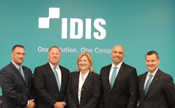 The IDIS America sales team (from l-r), Matt Bischoff, Cliff Golden, Lisa Polk, Jason Burrows, and Keith Drummond.
