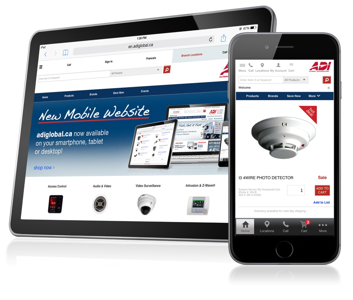 ADI has launched new mobile websites in Canada and Puerto Rico to help dealers easily access the products they need.