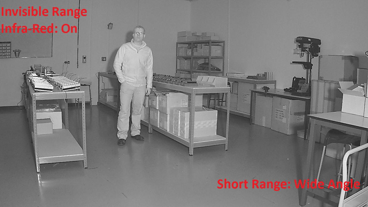 Infrared illumination provides covert surveillance in darkened areas.