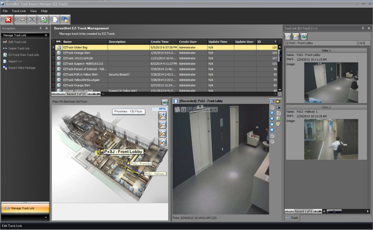 A screenshot of Proximex's Surveillint 8 PSIM software.