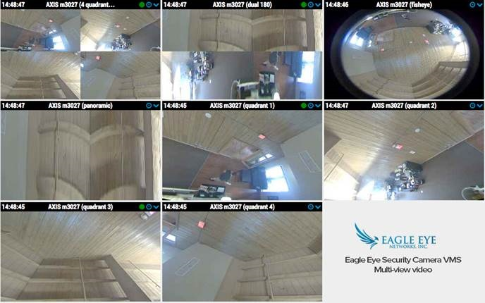 Eagle Eye Networks has added support for multi-view cameras to the Eagle Eye Security Cameras VMS.