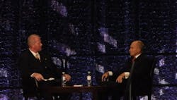 Ray Kelly, right, chats with ASIS International President Dave Tyson, left, during the keynote address on Tuesday at ASIS 2015. Ray Kelly, right, chats with ASIS International President Dave Tyson, left, during the keynote address on Tuesday at ASIS 2015.