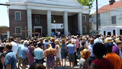 A memorial service at the site of the June Charleston, S.C., church shooting - one of several tragic incidents that have caused a reexamination of security for houses of worship and other 'soft targets.' A memorial service at the site of the June Charleston, S.C., church shooting - one of several tragic incidents that have caused a reexamination of security for houses of worship and other 'soft targets.'