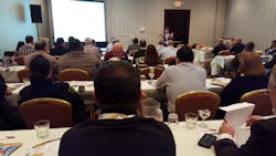 Julie Stroup, with the City of Houston&apos;s Mayors Office and DHS, talks to a packed house at 2015 Houston Secured Cities about the video surveillance infrastructure developed by the city and how it has been deployed.