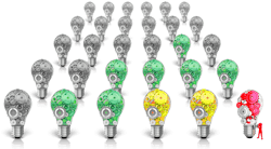 The gray “bulbs” have yet to be verified, the green ones are trusted, the yellow ones are in process and the red one has a rogue process running in it or is somehow malfunctioning. Although hypothetical, this illustration is very close to reality as LiFi devices currently use the visible light portion of the electromagnetic spectrum to transmit information at very high speeds, and manufacturers are in production with lighting fixtures that also deliver data, video and audio. The gray “bulbs” have yet to be verified, the green ones are trusted, the yellow ones are in process and the red one has a rogue process running in it or is somehow malfunctioning. Although hypothetical, this illustration is very close to reality as LiFi devices currently use the visible light portion of the electromagnetic spectrum to transmit information at very high speeds, and manufacturers are in production with lighting fixtures that also deliver data, video and audio.