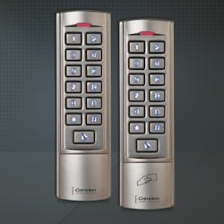 New to Camden Door Controls' product lineup are the CM-110SK stand-alone slim-line metal keypad and the CV-110SPK slim-line prox reader and keypad. New to Camden Door Controls' product lineup are the CM-110SK stand-alone slim-line metal keypad and the CV-110SPK slim-line prox reader and keypad.