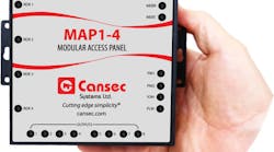 Cansec’s MAP1-4 Modular Access Panel fits in the palm of your hand yet supports 4 reader controlled doors and up to 100,000 cardholders. An onboard RJ45 port allows the MAP1-4 to be directly connected to a LAN network. Cansec’s MAP1-4 Modular Access Panel fits in the palm of your hand yet supports 4 reader controlled doors and up to 100,000 cardholders. An onboard RJ45 port allows the MAP1-4 to be directly connected to a LAN network.