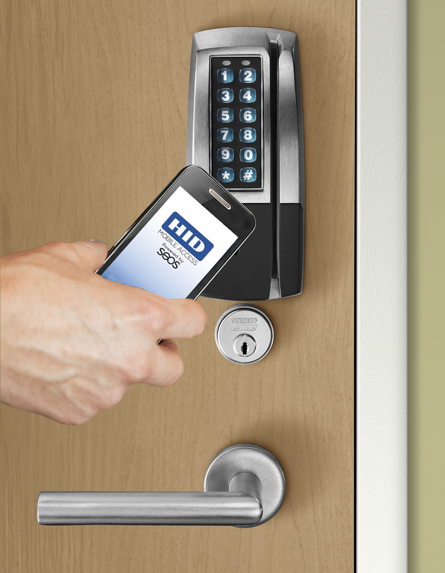 HID Mobile Access&circledR; powered by Seos&circledR; provides an easy, intuitive solution for issuing, delivering and revoking digital credentials on iOS and Android mobile phones and tablets with Bluetooth&circledR; Smart and/or NFC technology.