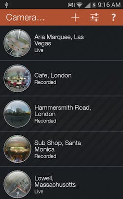 A screenshot of Oncam's new OnVu360 mobile app. A screenshot of Oncam's new OnVu360 mobile app.