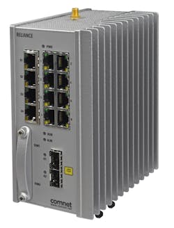 The RLGE2FE16R is ComNet&apos;s first Ethernet switch/router that is designed specifically for use in electrical utility substations and switchyards, heavy manufacturing facilities, and as railway track-side electronic equipment.