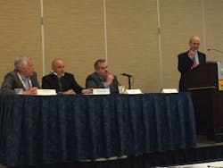 Joe Lynch (left), Andrew Lanning and Brent Franklin participating an an integrators roundtable at ISC West, moderated by Ray Coulombe. Joe Lynch (left), Andrew Lanning and Brent Franklin participating an an integrators roundtable at ISC West, moderated by Ray Coulombe.