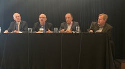 PSA&apos;s State of the Industry panelists were (from left): David Carter, managing director of NetOne Inc., Michael Kaiser, executive director of the National Cyber Security Alliance, John Mack, executive VP of Imperial Capital, and Chuck Wilson, executive director of NSCA.