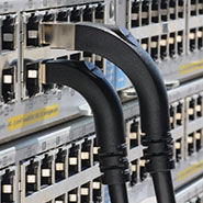 L-com's unique, patented, stackable right-angle Ethernet cable assemblies are designed to provide true Category 5e and Category 6 performance while stacked with L-com's standard right-angle cables.