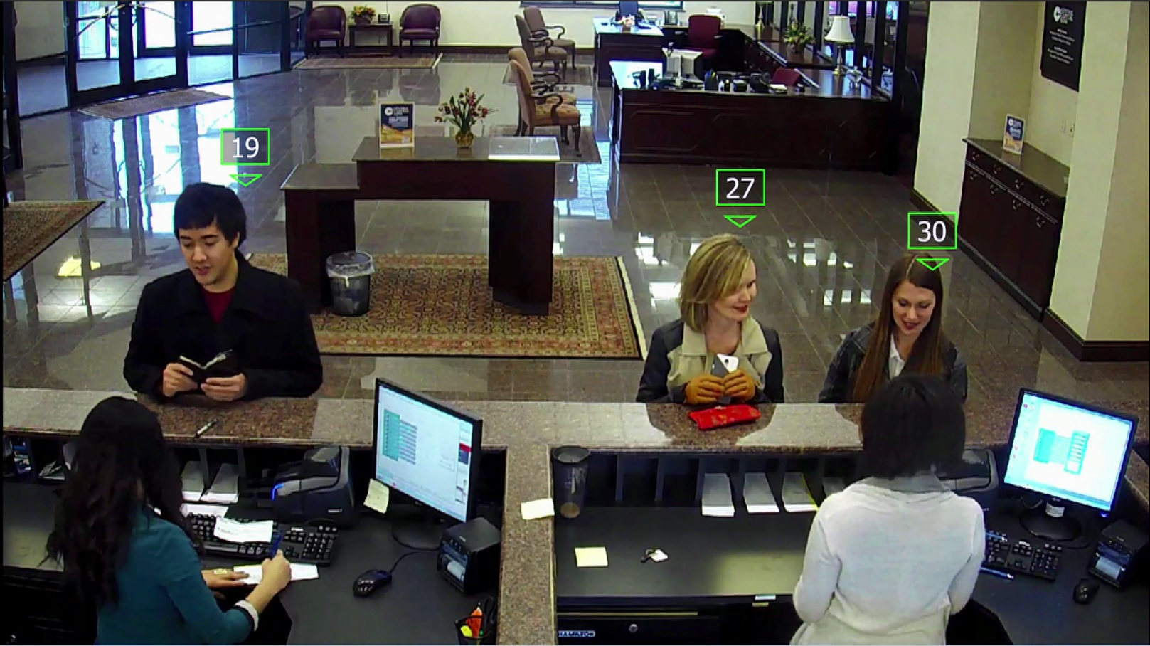 Business intelligence analytics, such as this one that counts how long it takes for banking customers to complete a transaction, are focused on capturing data for performance trend analysis and optimization, rather than for security.