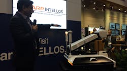 Cliff Quiroga of Sharp Robotics Business Development (SRBD), unveiled the Sharp INTELLOS Automated Unmanned Ground Vehicle (A-UGV) at ASIS on Monday.