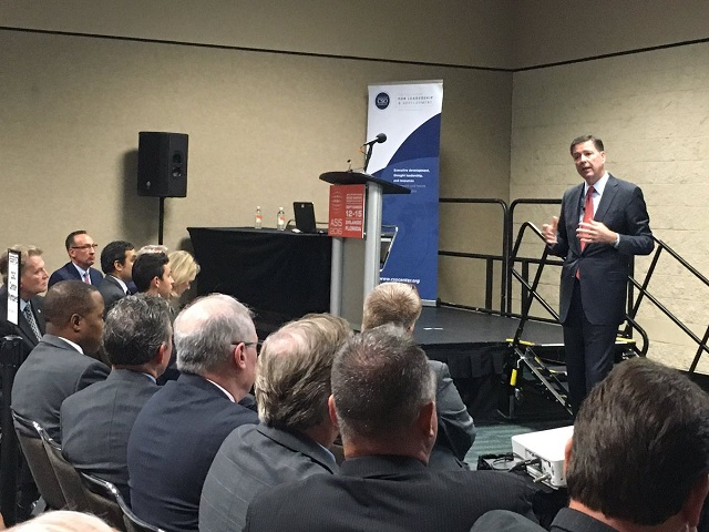 FBI Director James Comey takes part in a Q&A session with attendees at ASIS 2016 on Tuesday, Sept. 13.
