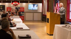 Tom Von Essen, former NYC Fire Commissioner, addresses attendees at the AFA Summit. Tom Von Essen, former NYC Fire Commissioner, addresses attendees at the AFA Summit.