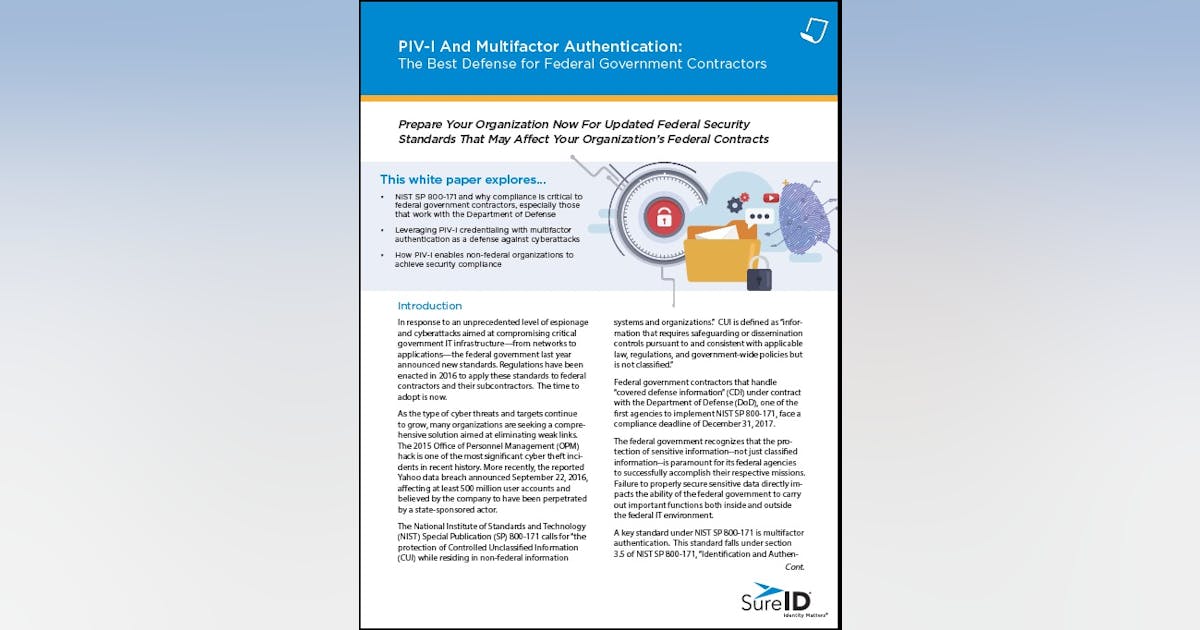 PIV-I and Multifactor Authentication: Federal Government Contractors ...