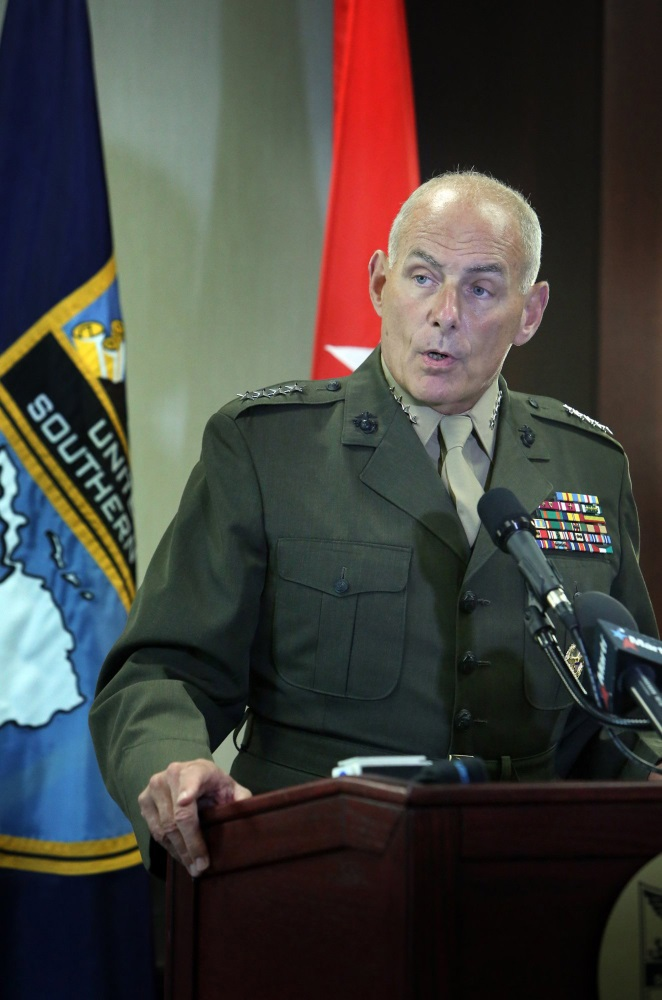 Marine Corps Gen. John F. Kelly holds a press conference June 4, 2013 in Doral, Fla. Donald Trump picked Kelly to lead the Homeland Security Department.