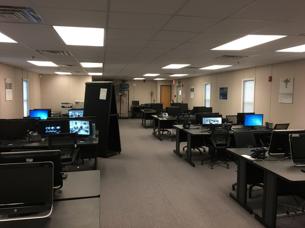 A look inside one of the modular office spaces offered by Agility Recovery. These double-wide units can accommodate up to 48 computer workstations to keep businesses up and running during in the aftermath of a disaster.